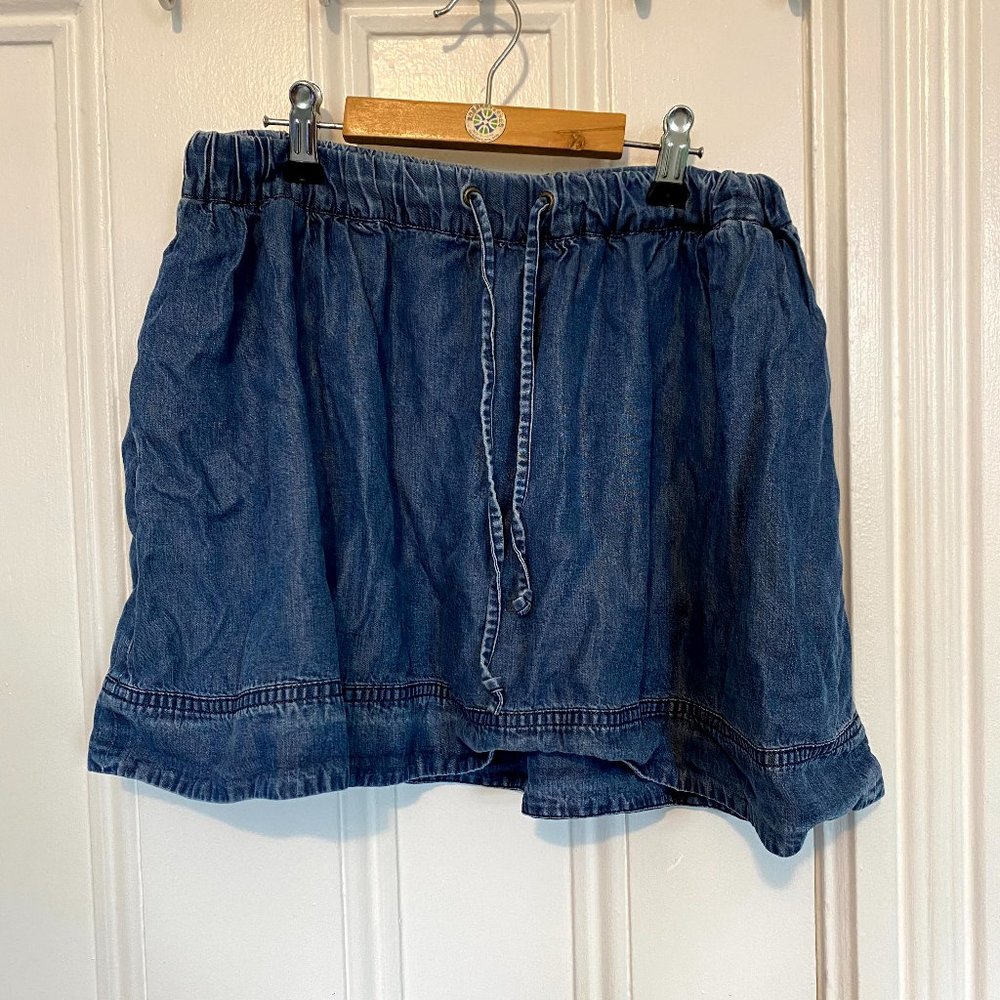 J.Crew Tencel Denim Crinkled Mini Skirt w/ Pockets